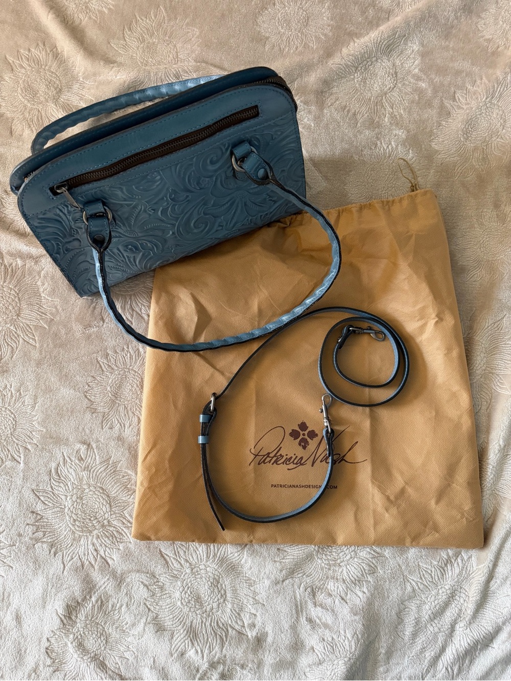 Patricia Nash Calvi Sq Satchel in Safflower Blue - Picture 6 of 12